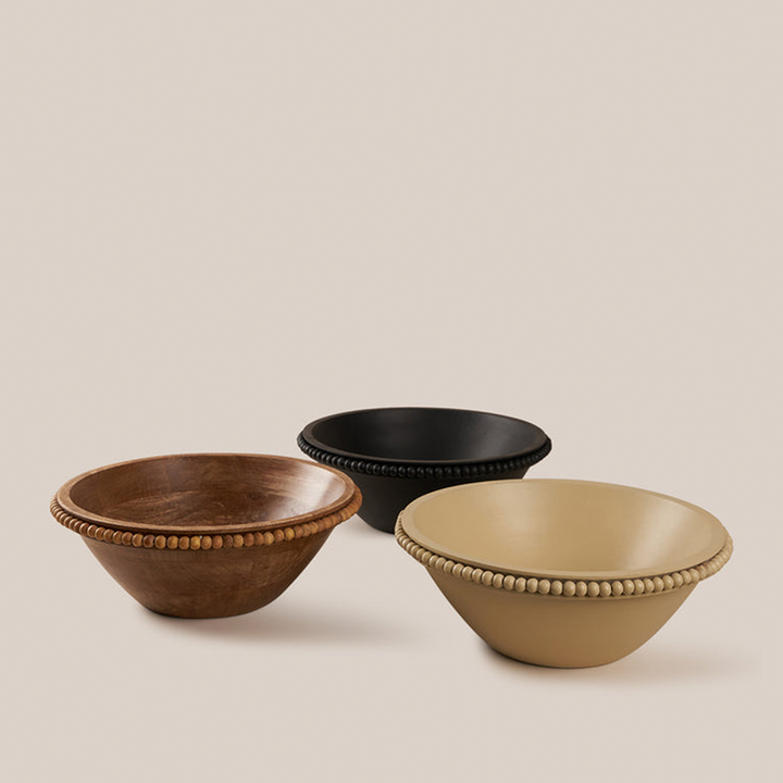 Perola Wooden Bowl- Beige | 32*11.5 CM