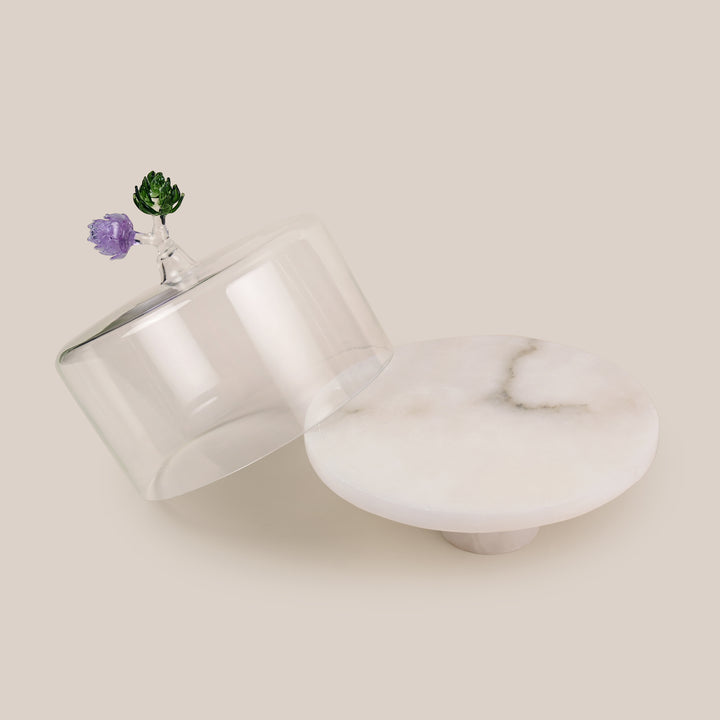 Alabaster Cake Stand with Cloche | Tableware