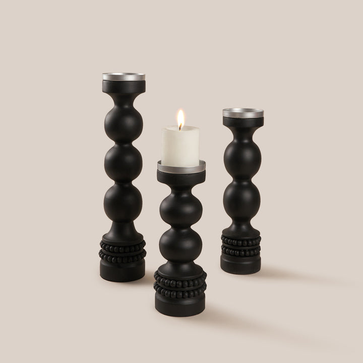 Perola Candle Stand - Black | 27*9.5 cm
