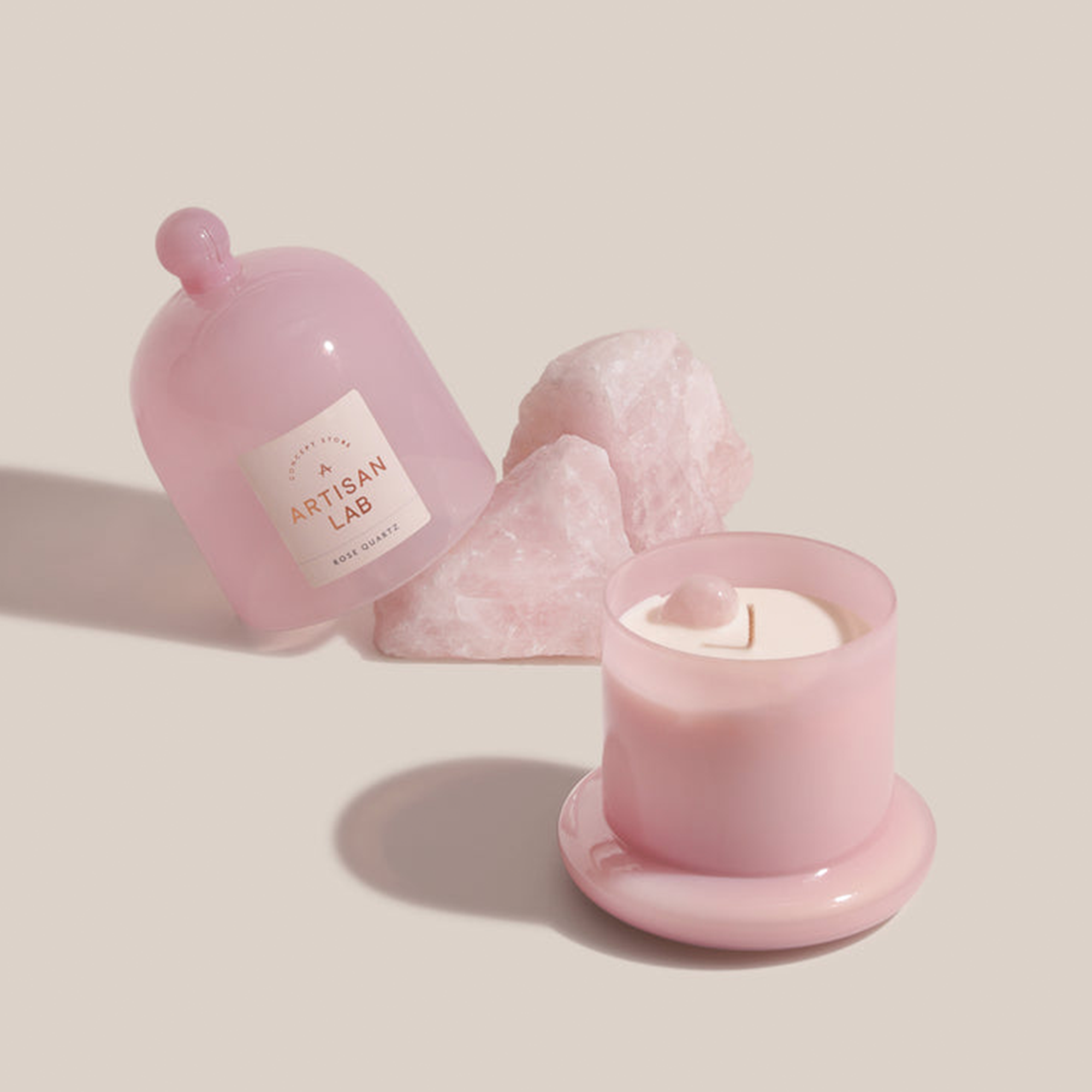 Rose Quartz Candle | Fragrance Crystal Candles | 11 x 16 cm