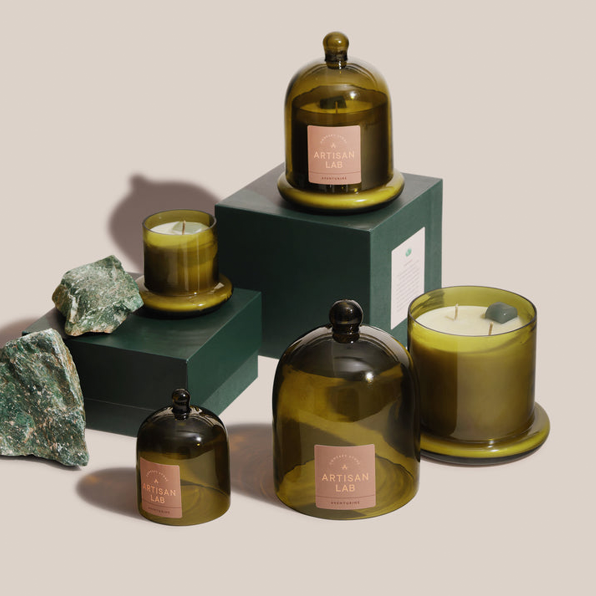 Aventurine Candle | Fragrance Crystal Candle | 13 x 19 cm