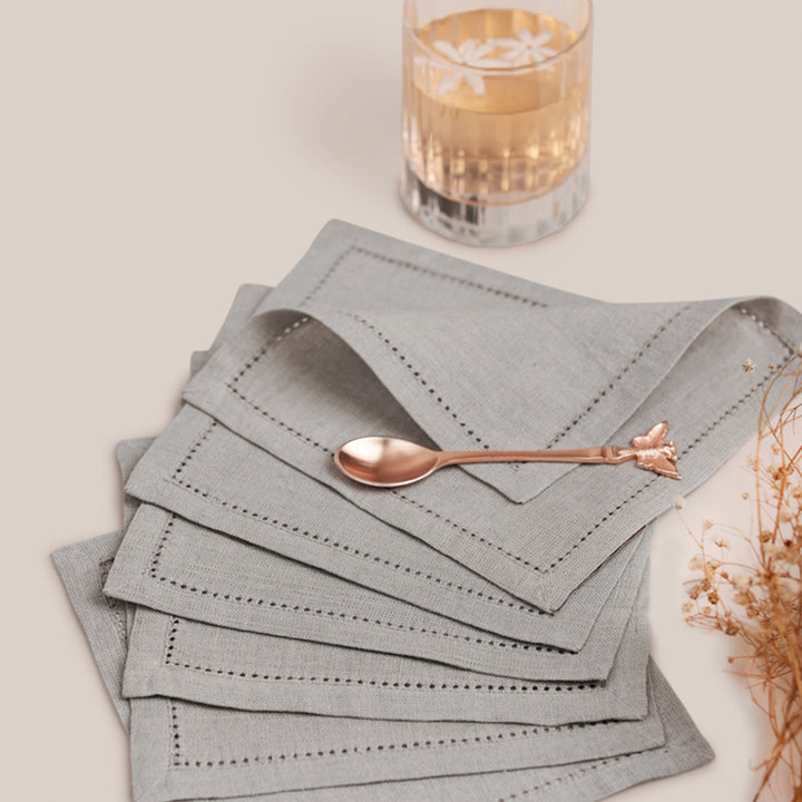 Grey Lino Cocktail Napkin | Table Linen