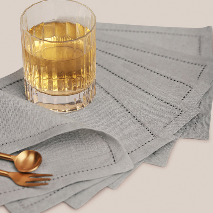 Grey Lino Cocktail Napkin | Table Linen