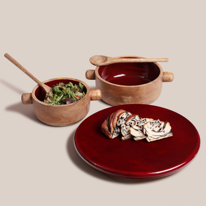 Clover Bowl With Handle Maroon | Tableware