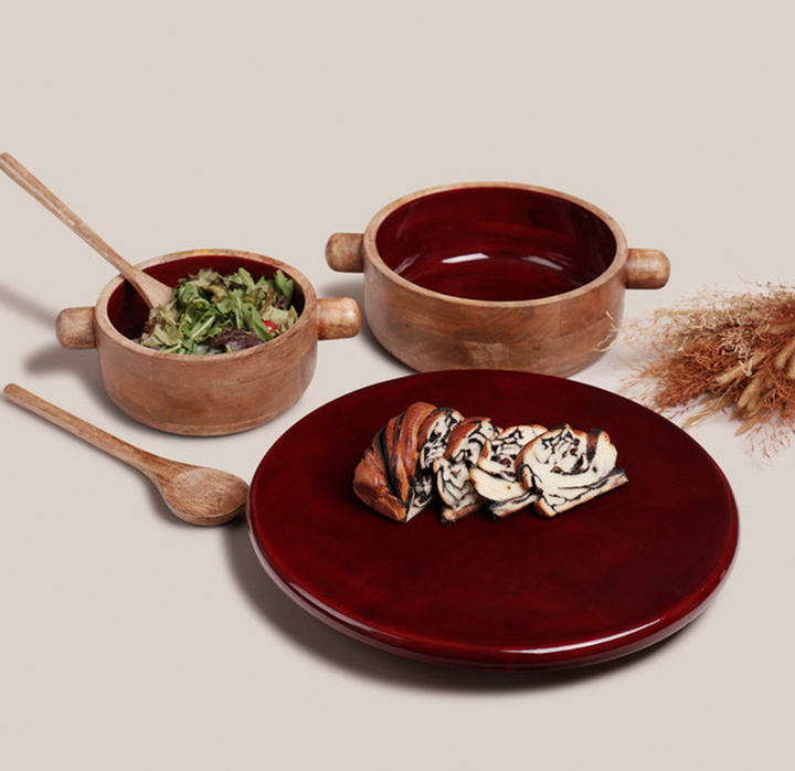 Clover Bowl With Handle Maroon | Tableware