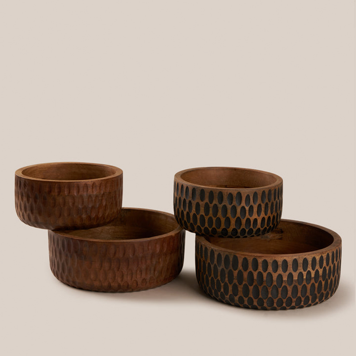Black Africana Wooden Bowl | Tableware | 26*9.5 CM