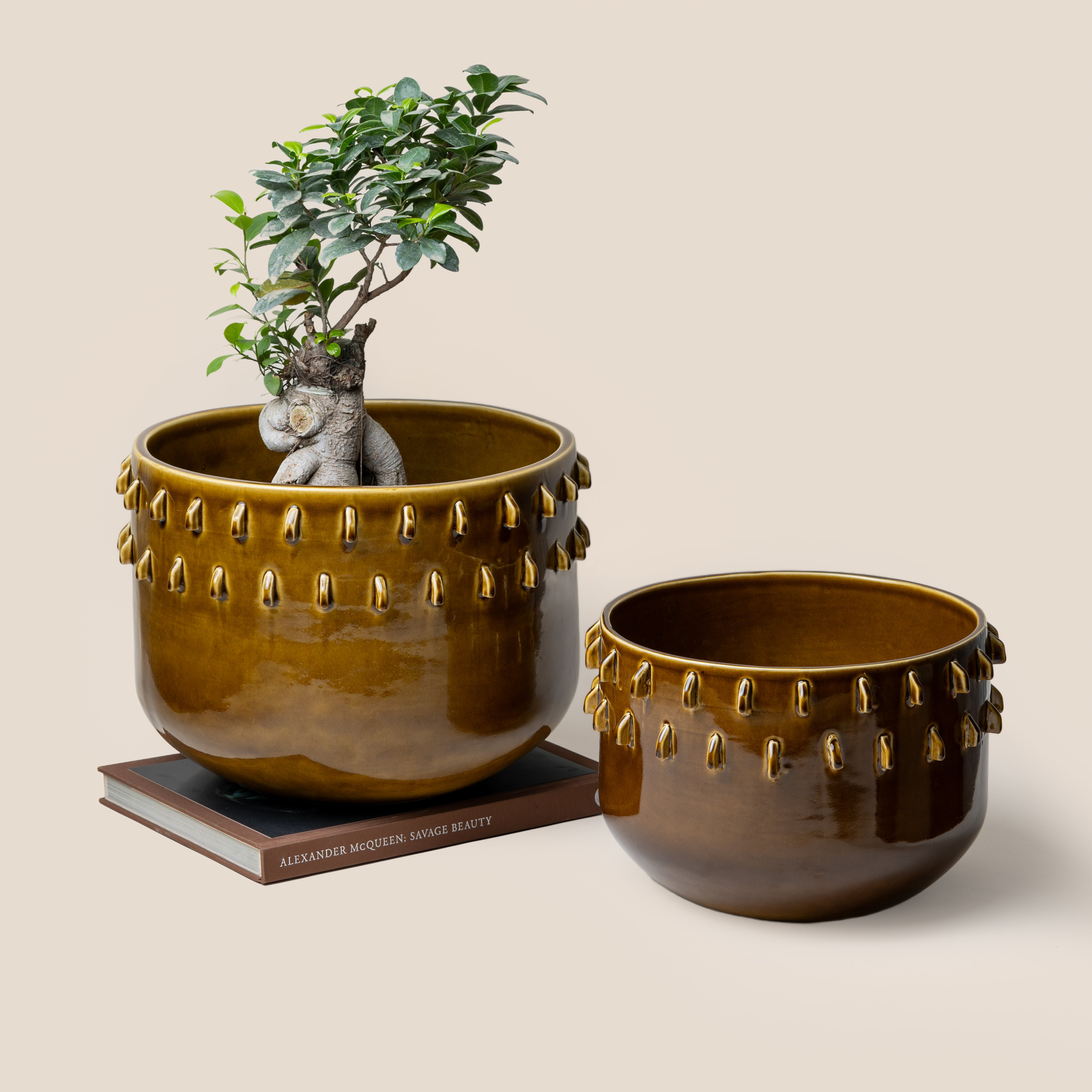 Brown Gaia Spike Planter - L
