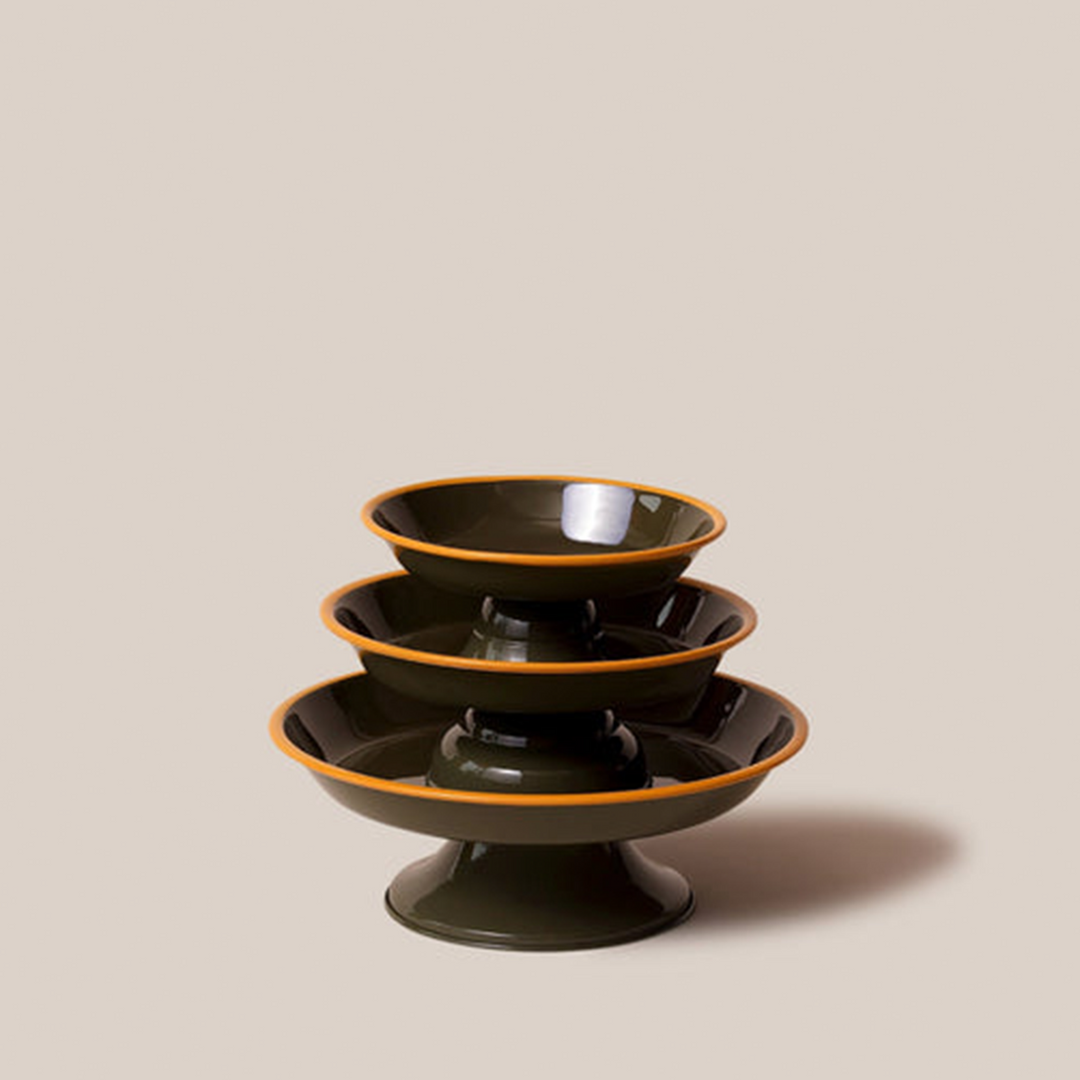 Amari Pedestal Platter Olive Green - S | Tableware