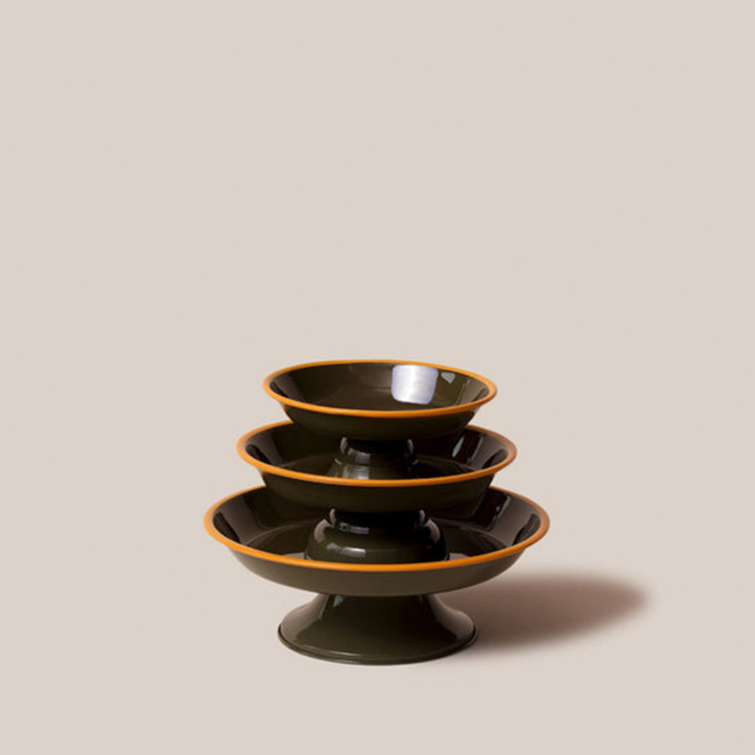 Amari Pedestal Platter Olive Green - S | Tableware