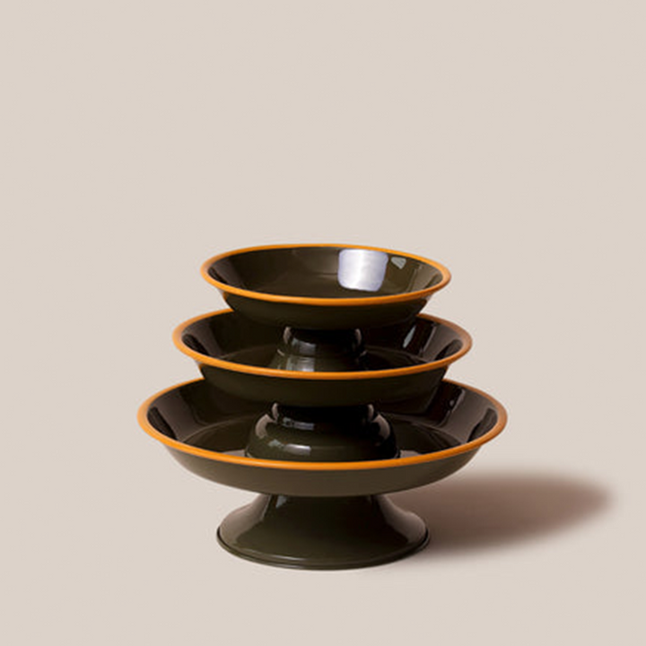 Amari Pedestal Platter Olive Green - L | Tableware