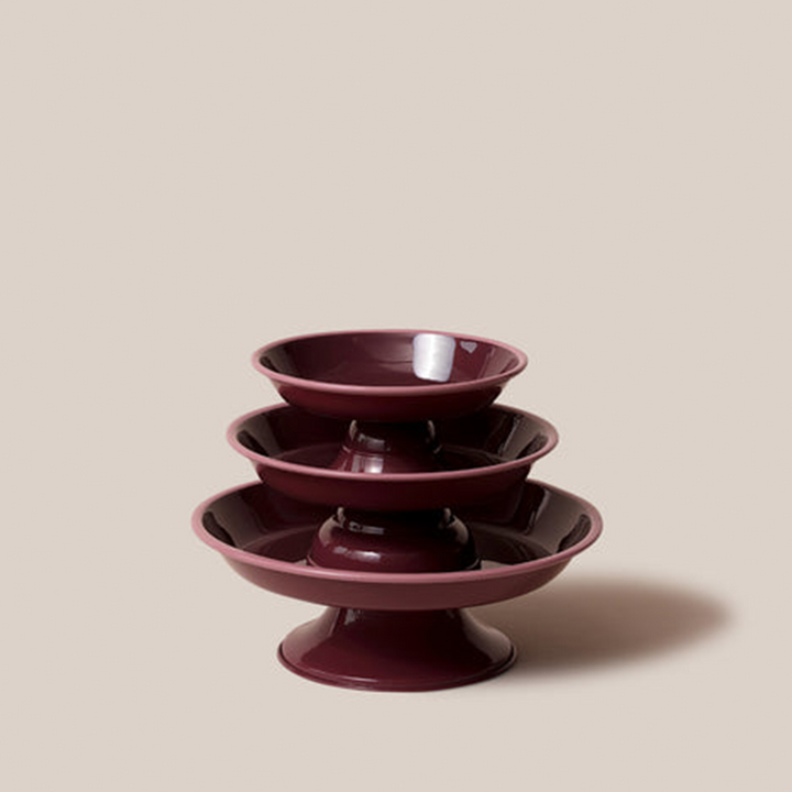Amari Pedestal Platter Burgundy - L | Tableware
