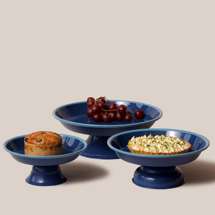 Amari Pedestal Platter Blue - L | Tableware