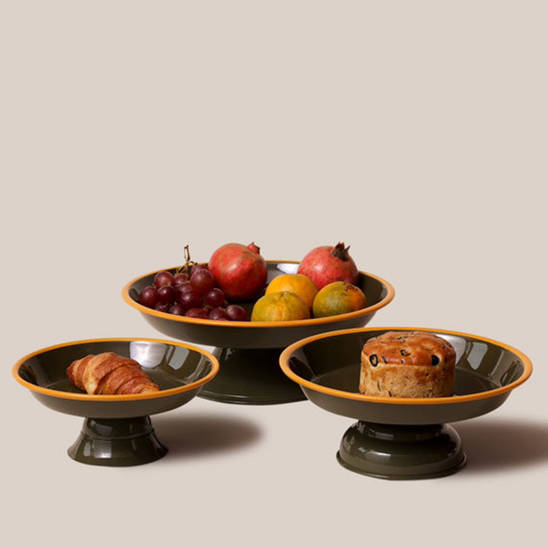 Amari Pedestal Platter Olive Green - L | Tableware