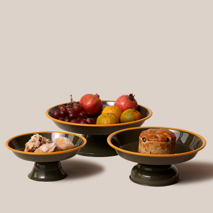 Amari Pedestal Platter Olive Green - L | Tableware
