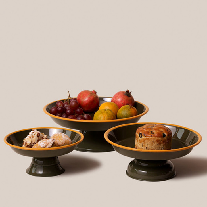 Amari Pedestal Platter Olive Green - S | Tableware
