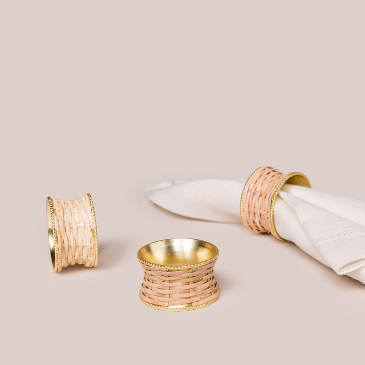 Rose Gold Grazia Napkin Ring Rattan | Tableware