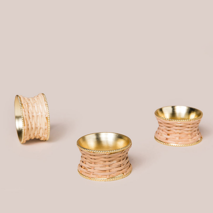 Rose Gold Grazia Napkin Ring Rattan | Tableware