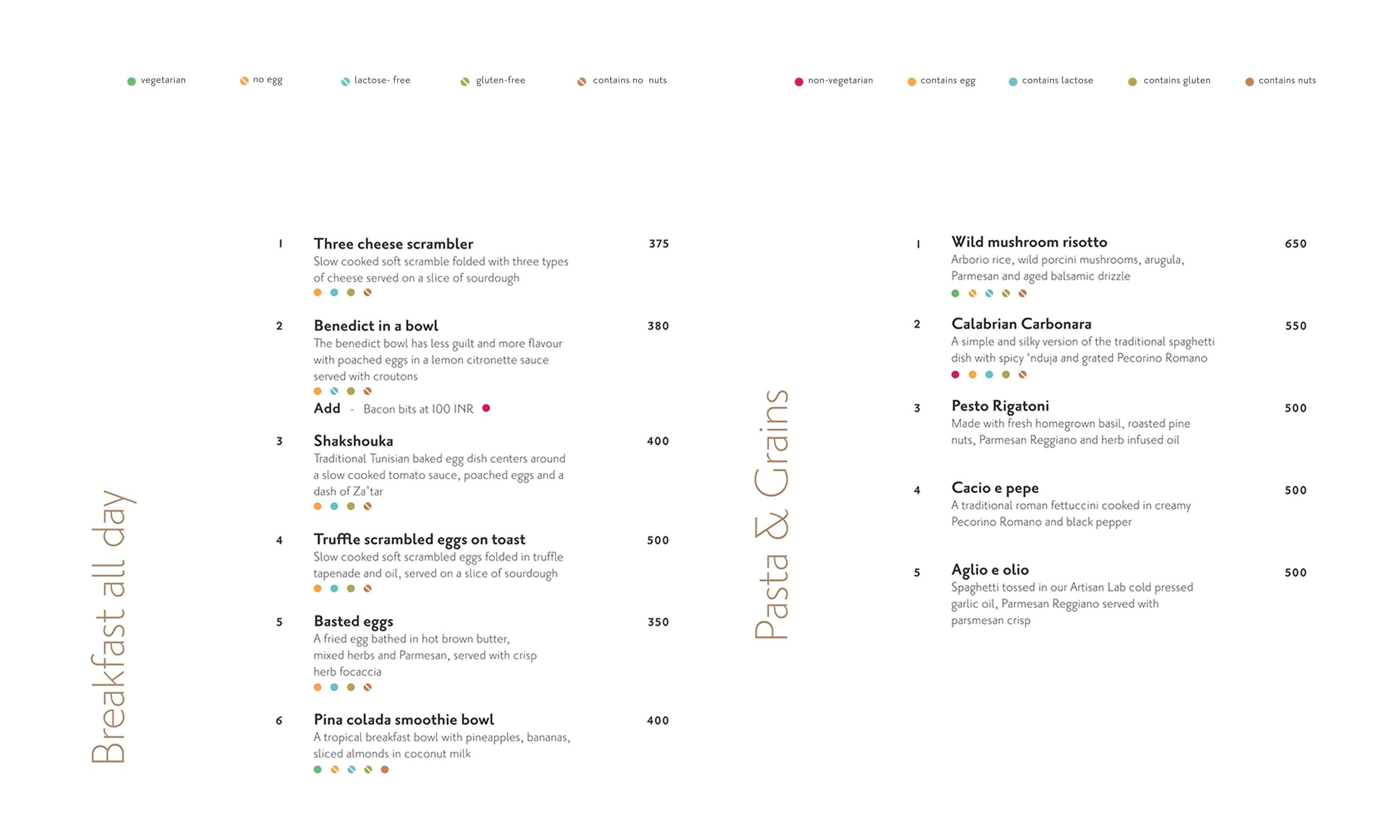 seasonal menu