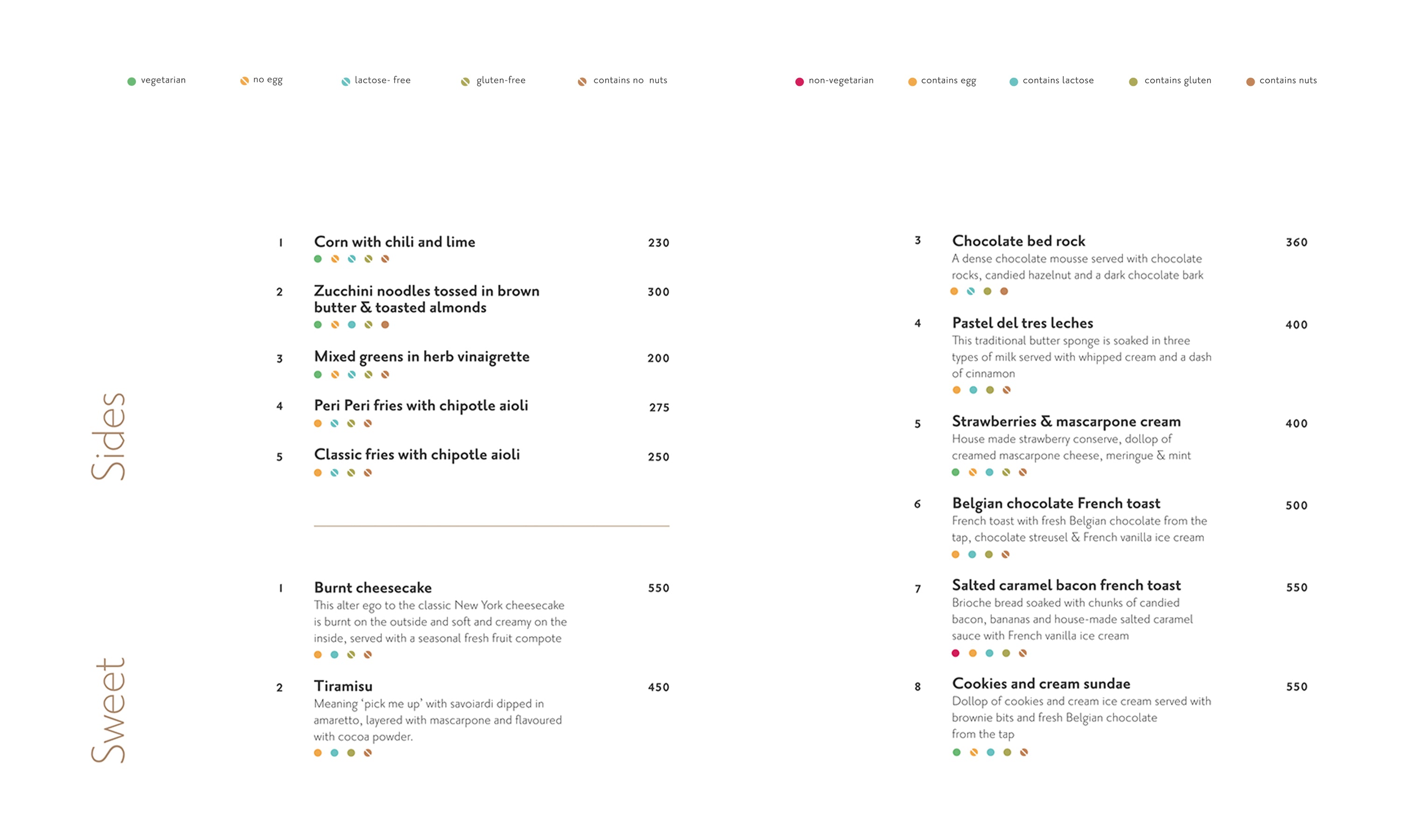 seasonal menu