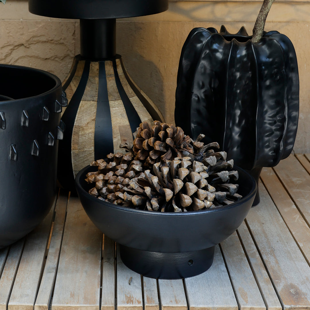 Black Gaia Pedestal Bowl - L