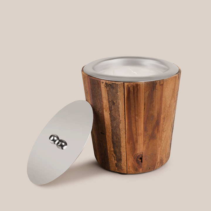 Teak Wood - Stump Candle With Lid | Soywax Candles