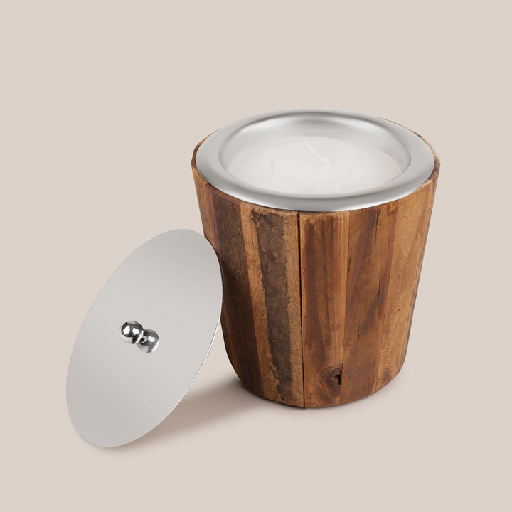 Teak Wood - Stump Candle With Lid | Soywax Candles